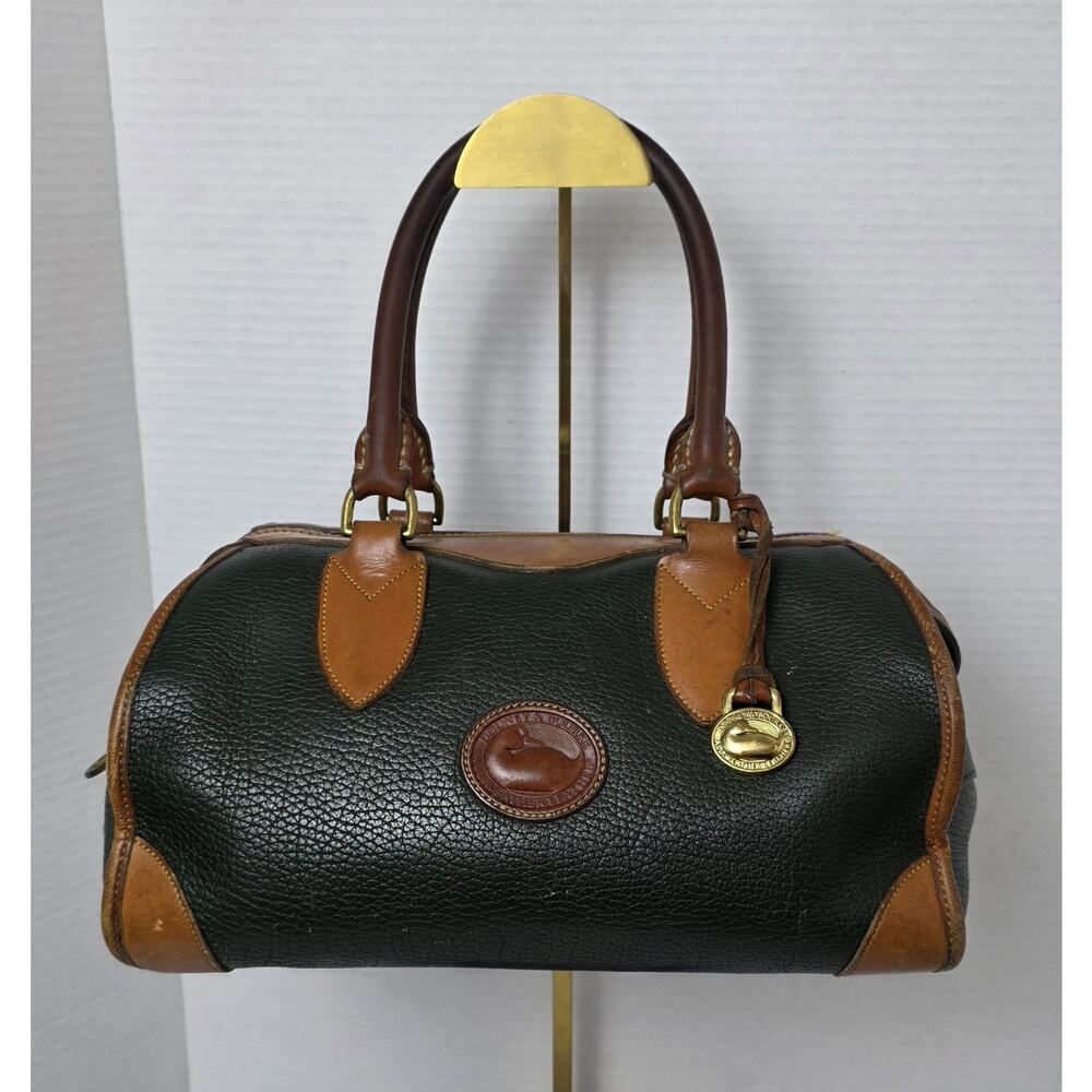 Dooney & Bourke Vintage‎ AWL Leather Gladstone Satchel Green and British tan